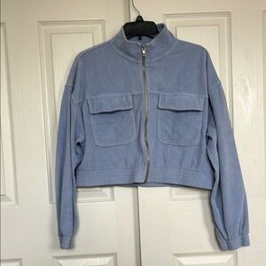 Aerie Sky Blue Corduroy crop Jacket